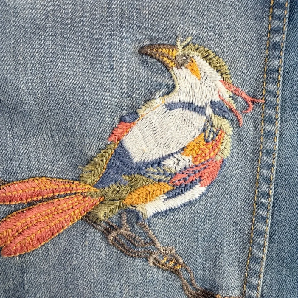 John Mark NWT Women's Denim Vest Size M‎ Embroidered Patchwork Lace Floral Boho